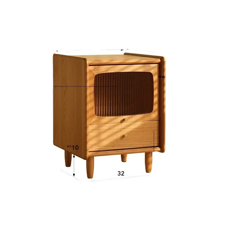 Solid Wood Bedside Table Ultra-narrow Small Size Cherry Wood Nordic Japanese Simple Small Extremely Narrow Bedside Storage Cabin