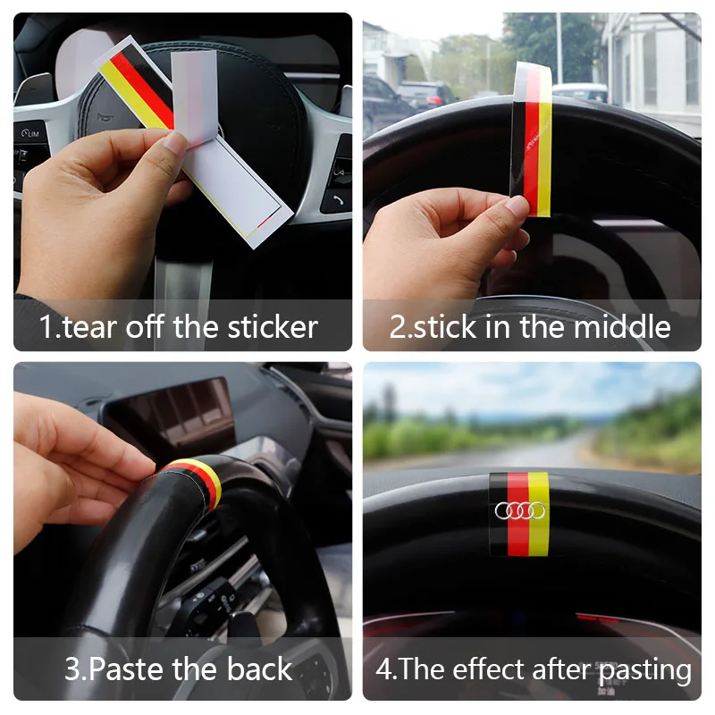Car Emblem Steering Wheel Sticker Decal Decoration For Audi Quattro Sline A3 A4 A6 A5 Q5 A1 Q7 Q3 Q2 Q8 A7 A8 TT S1 SQ5 RSQ3
