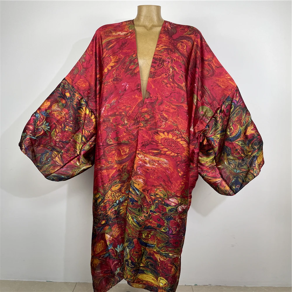 

Kimono boho Women bohemian print Long Sleeve Cardigan Female Blouse Loose Casual beach Cover Up vestidos para mujer kaftan