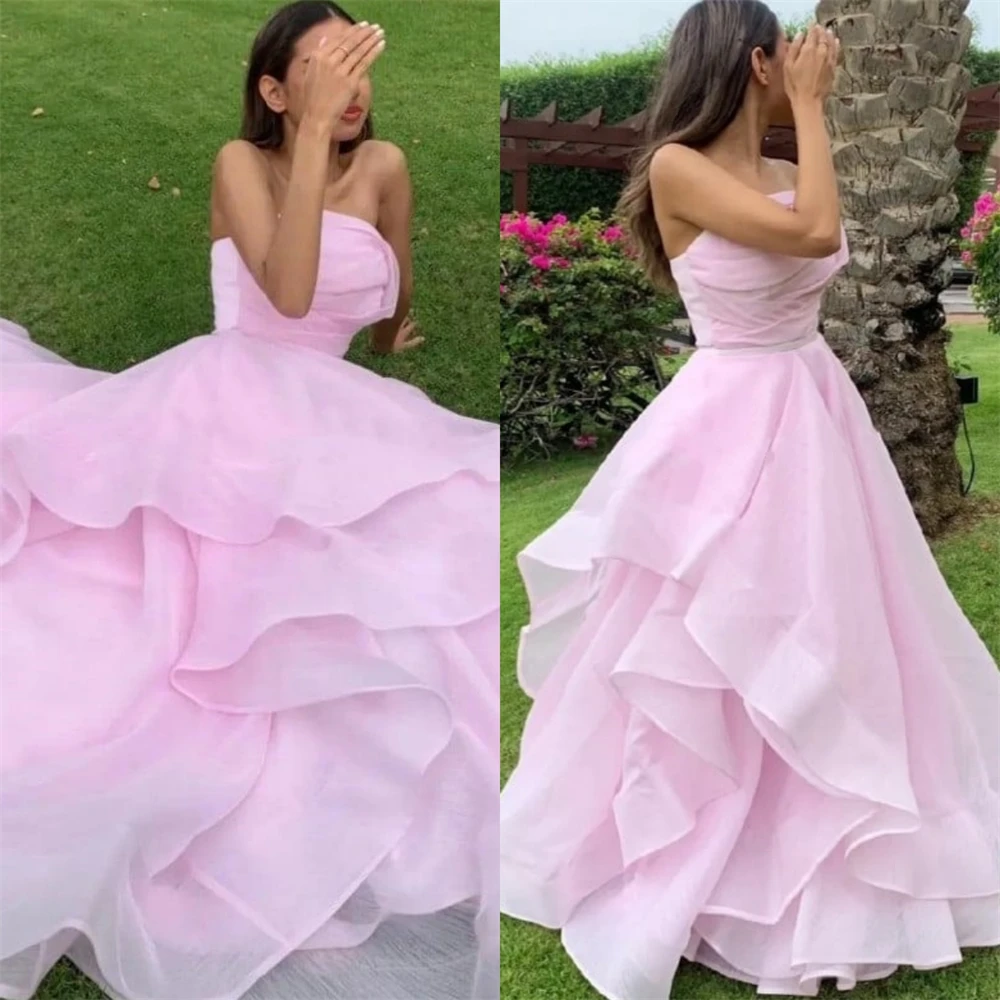 

فساتين مناسبة رسمية Strapless Oragnza 2023 Women السهرة Formal Occasion Evening Gown Arabia سهرة