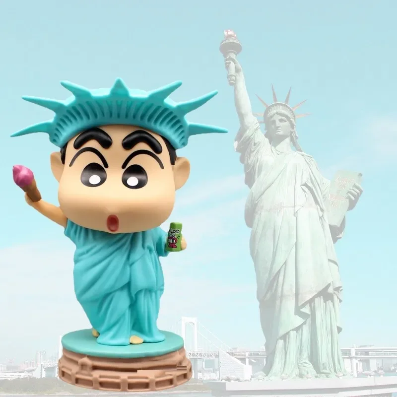 

38cm Crayon Shin-chan Anime Figures Nohara Shinnosuke Figure Statue Liberty Kawaii Funny Pvc Model Collection Ornament Gift Toys