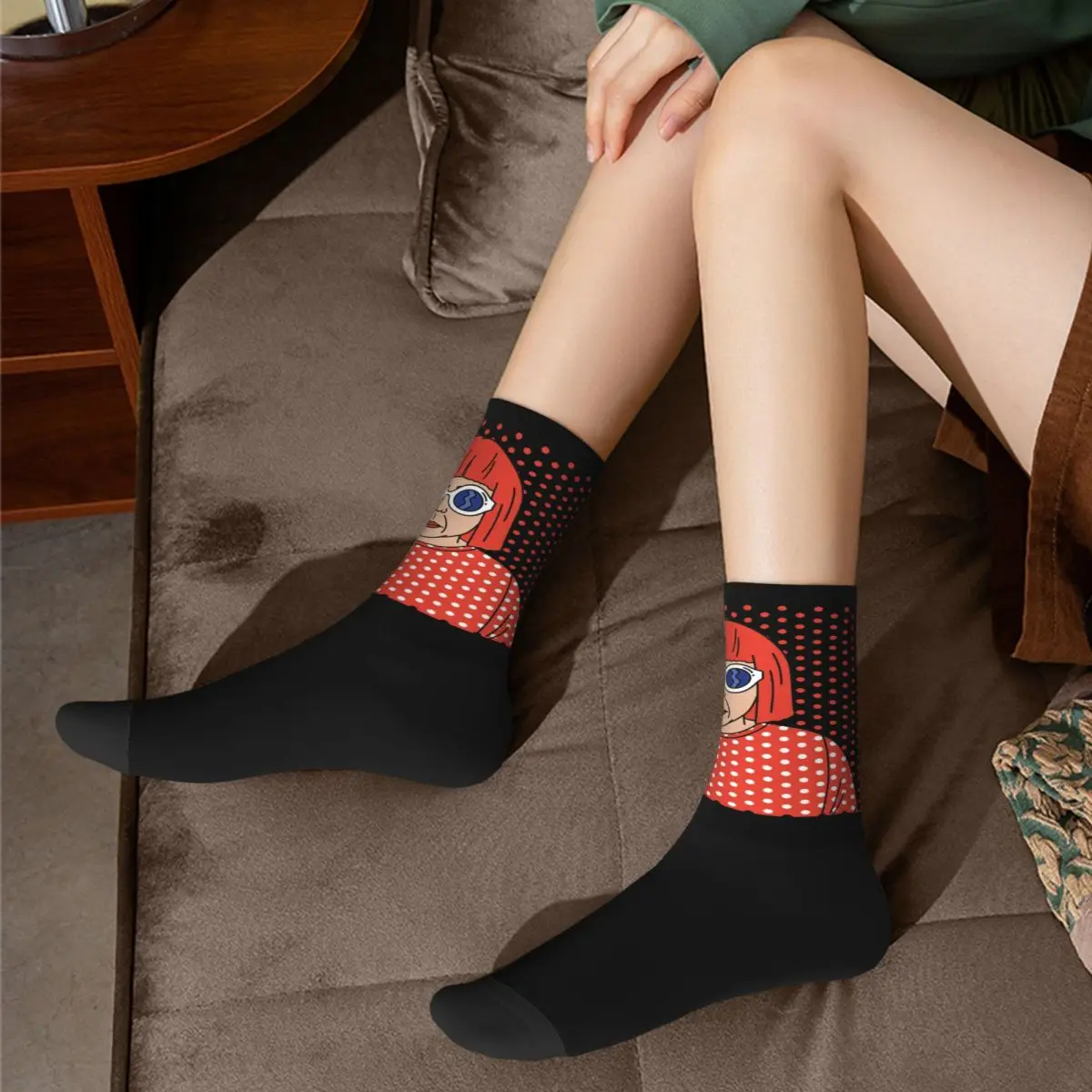 Crazy Design Yayoi Kusama Anime Football Socks Polka Pop Aesthetic Polyester Long Socks for Women Men Non-slip