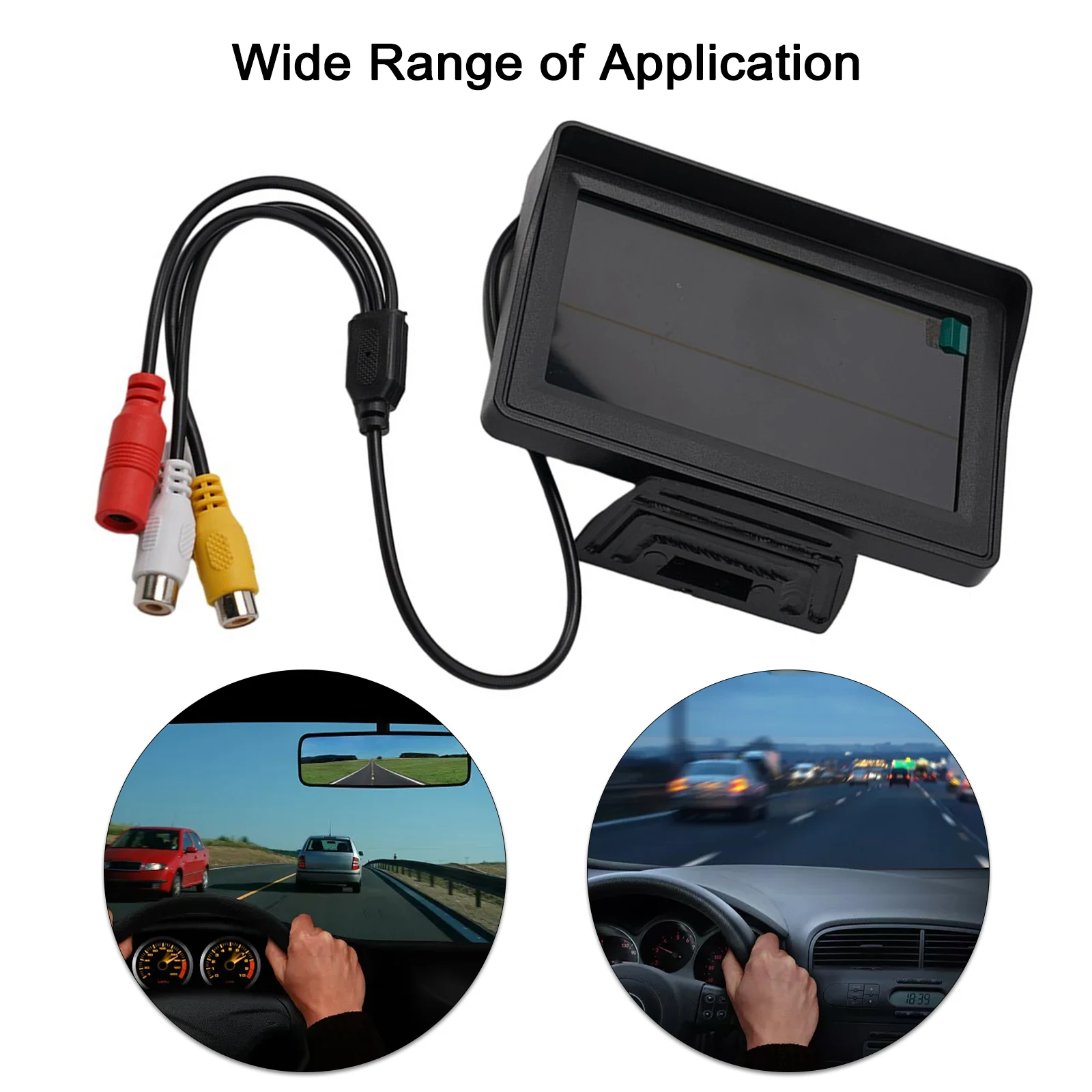 4.3인치 TFT LCD 차량용 모니터 화면(후방 카메라 키트용, 듀얼 AV 비디오 입력 및 PAL/NTSC/AUTO 신호 형식 지원)