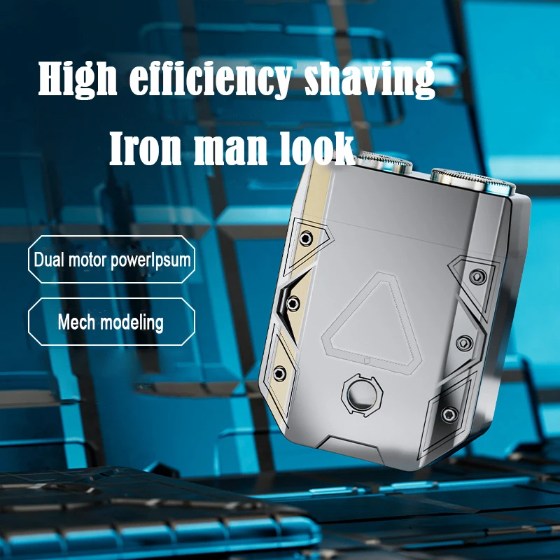 Iron Warrior Electric Shaver Double Floating Head Mini Beard Knife For Men Portable Travel Painless Cordless Face Razor Trimmer