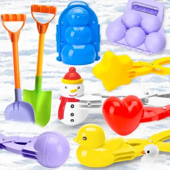 어린이 성인용 눈덩이 메이커 클립, 창의적인 하트 눈송이 오리 모양 눈 모래 몰드 도구, 어린이 겨울 야외 장난감, 1 개