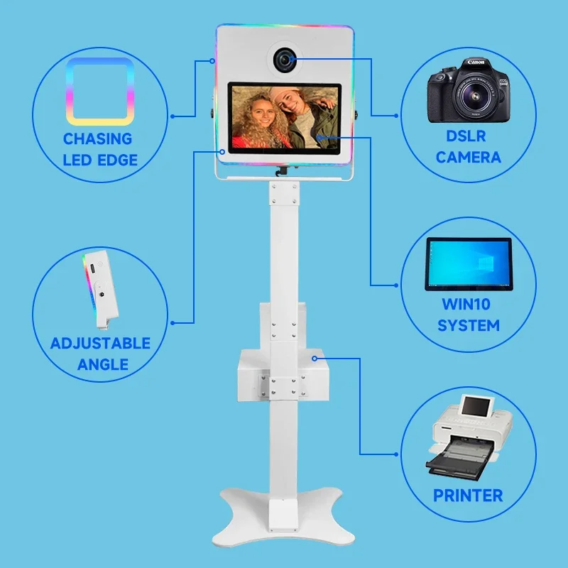 led open air photobooth digital bot white metal dlsr shell with glam filter 2