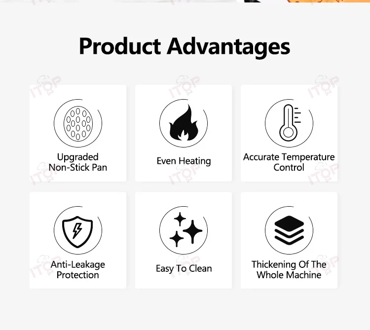 Description Picture 6 of itemITOP WG-1 Commerical Coin Waffle Maker Non Stick Pan Waffle Maker Snack Maker Bread Machine Round Waffle Maker Timer 110V 220V