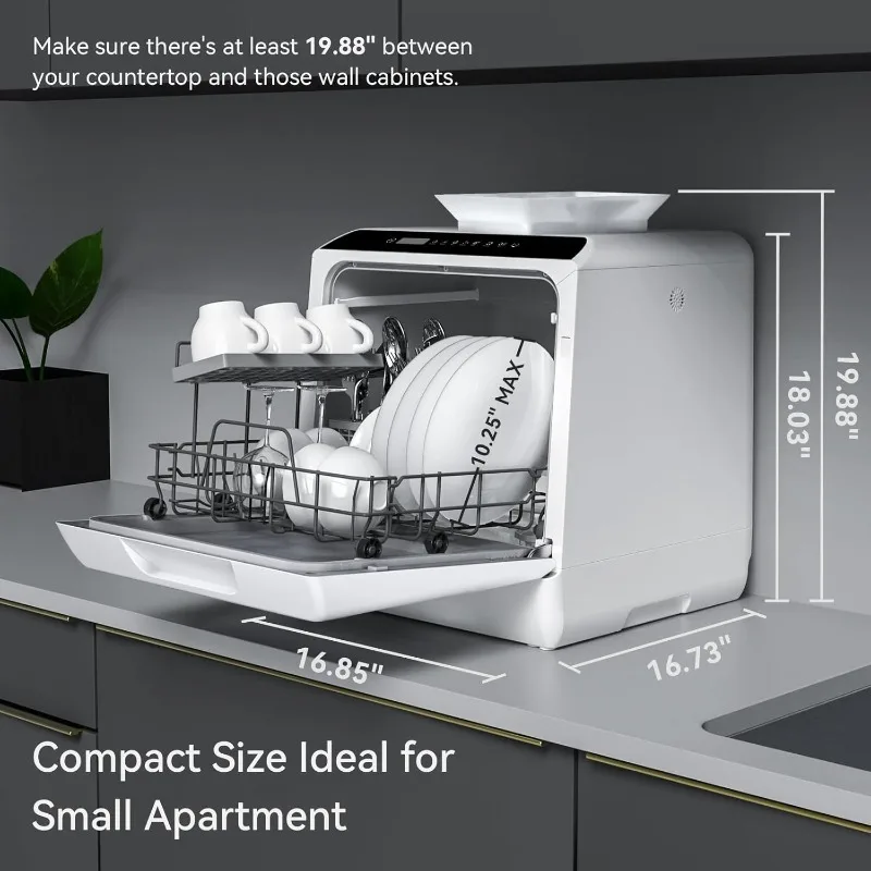 Hermitlux Countertop Dishwasher, 5 Washing Programs Portable Dishwasher With 5-Liter Built-in Water Tank, No Hookup Needed 2