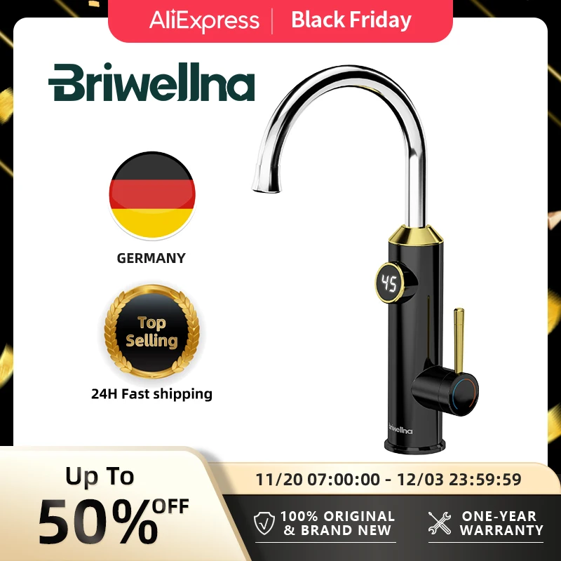 Briwellna เครื่องทําน้ําอุ่นอัจฉริยะ 220V ก๊อกน้ําห้องครัว 2 In 1 พร้อมจอแสดงผลดิจิตอลไฟฟ้า Geyser Mixer เครื่องทําน้ําอุ่น Tankless 1