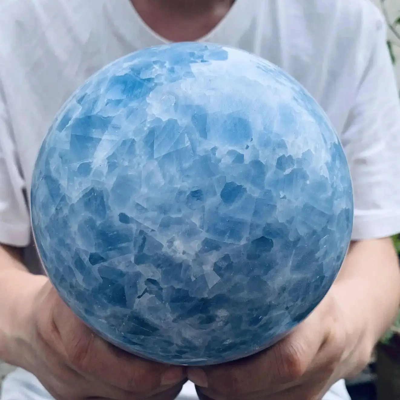 

Huge Natural Blue Calcite Ball,Quartz Crystal Ore Ball,Mineral Reiki Healing Stone,Home Office Degaussing Decor Meditation Gem