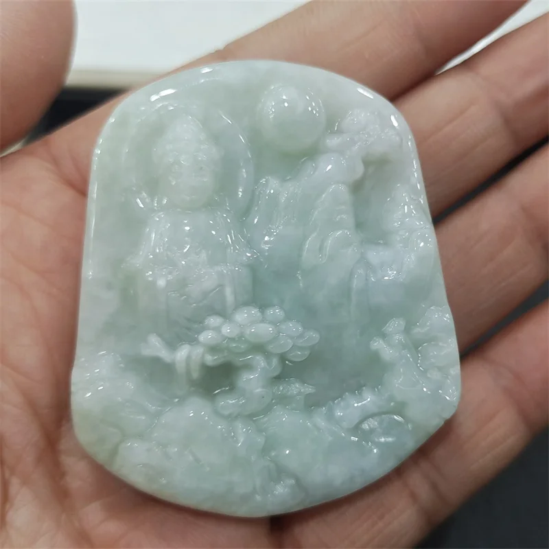 

Hot Selling Hand-carve Jade Shanshui Guanyin Buddha Statue Necklace Pendant Fashion Jewelry Accessories MenWomen Luck Gifts1