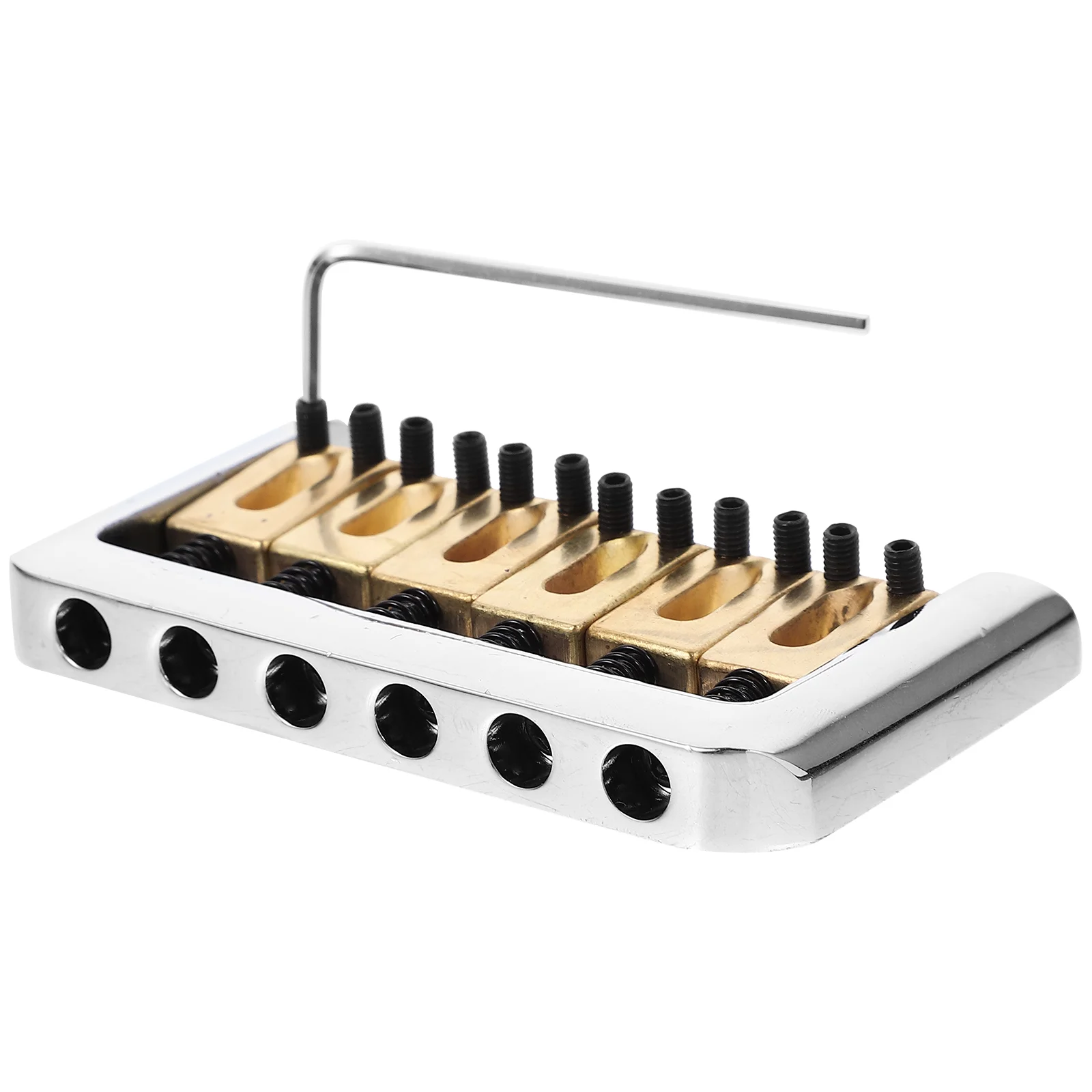 

Chrome Hard-tail Fixed Bridge Set with Wrench and Screws for Electric Guitar Replacement Parts (Golden)
