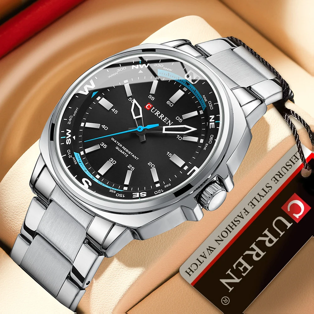 

CURREN New Top Brand Luxury Mens Watches Waterproof Stainless Steel Watch Quartz Men Business Wristwatch
