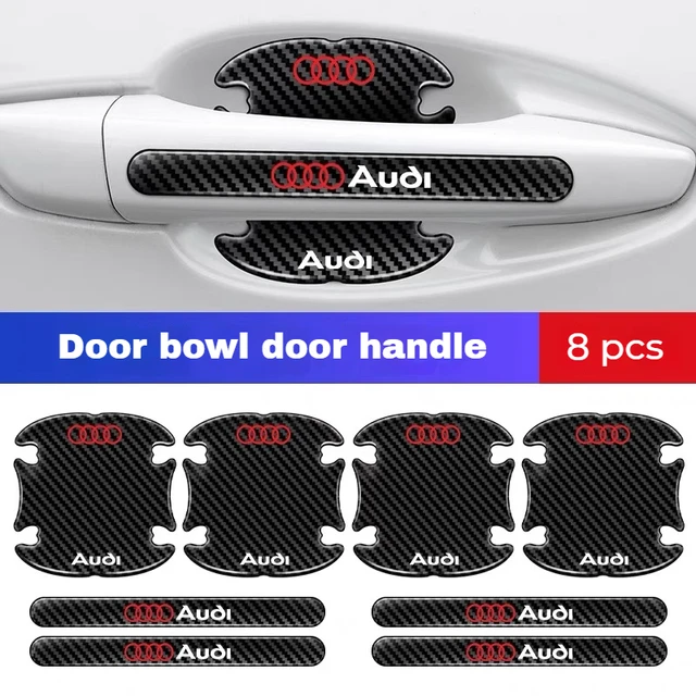 3D Car Door Bowl Door Handle Protective Sticker Rearview Mirror Carbon Fiber Drop Adhesive Sticker For Audi Car Accessories