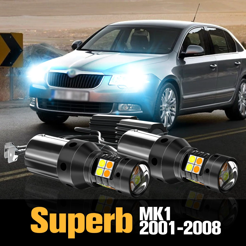 

2pcs Canbus LED Dual Mode Turn Signal+Daytime Running Light DRL Accessories For Skoda Superb 1 MK1 2001-2008 2003 2004 2005 2006
