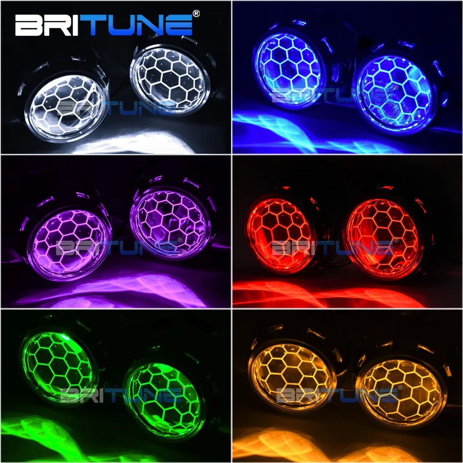 

Bi-xenon HID Projector Lens with LED Devil Eyes Super 2.5 inch Honeycomb Lens H4 H7 Headlight Tuning Car Accessories Styling Kit