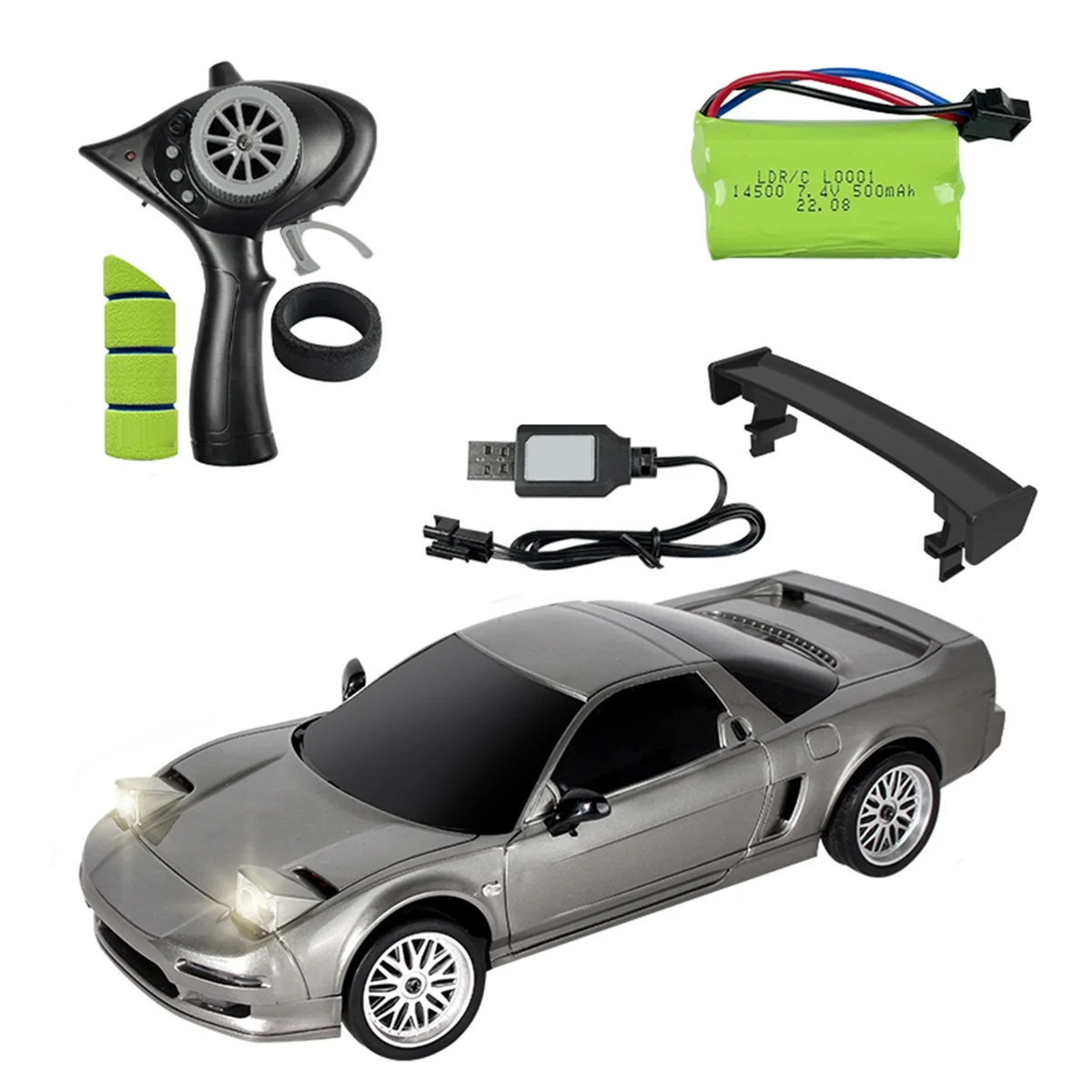 

LD1803 1/18 2.4G 2WD RC Car Drift Vehicles LED Lights Full Scale Controlled Model Children Toys Silver