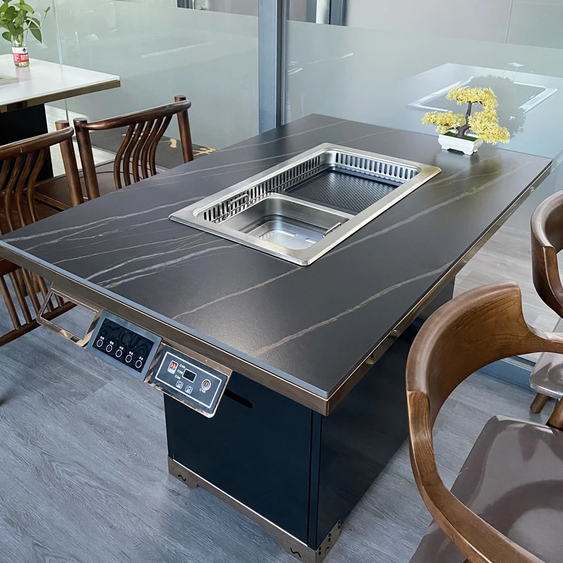 Marble-Korean-Hotpot-Dining-Table-Electric-Korean-Indoor-Restaurant ...