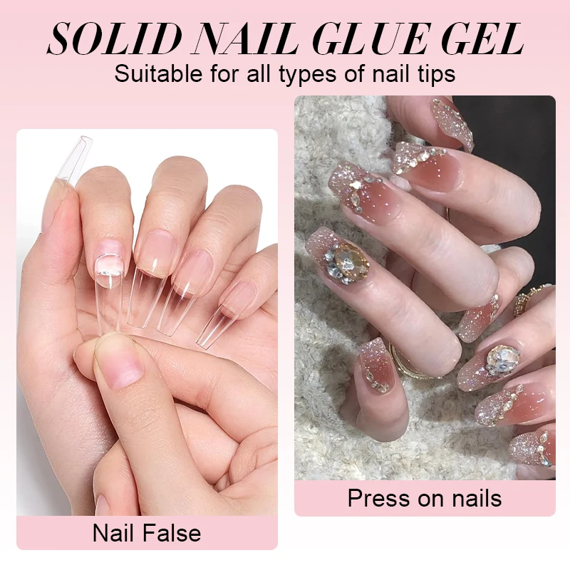 NICOLE DIARY Super Strong Solid Nail Glue Gel Durable Nail Tips Gel for Press On Nails Manicure Extension Long Lasting Varnish - Image 5