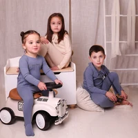 2024 AS print lace collar girl pjs boy blue color pjs 1