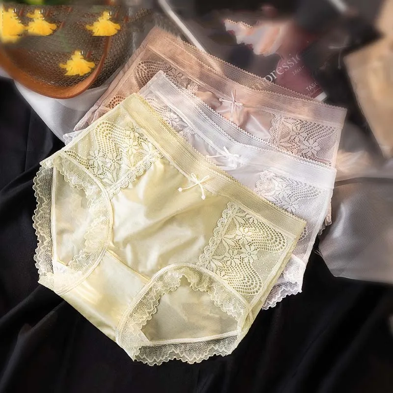 

Roseheart Women Fashion Green Khaki Cotton Bottom Lace Mid Waist Panties Underwear Lingerie Sexy Women Briefs Underpants M L XL