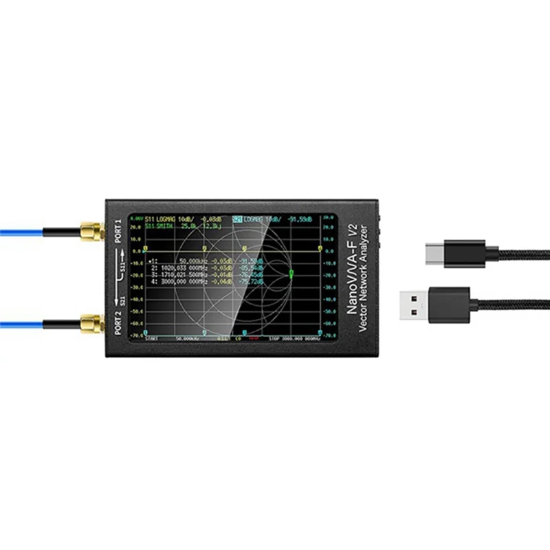 Antenna Analyzer NanoVNA-F V2 Vector Network Analyzer 50KHz-3GHz Antenna Analyzer HF VHF UHF VNA with 5000MAh-Measuring S Parameters