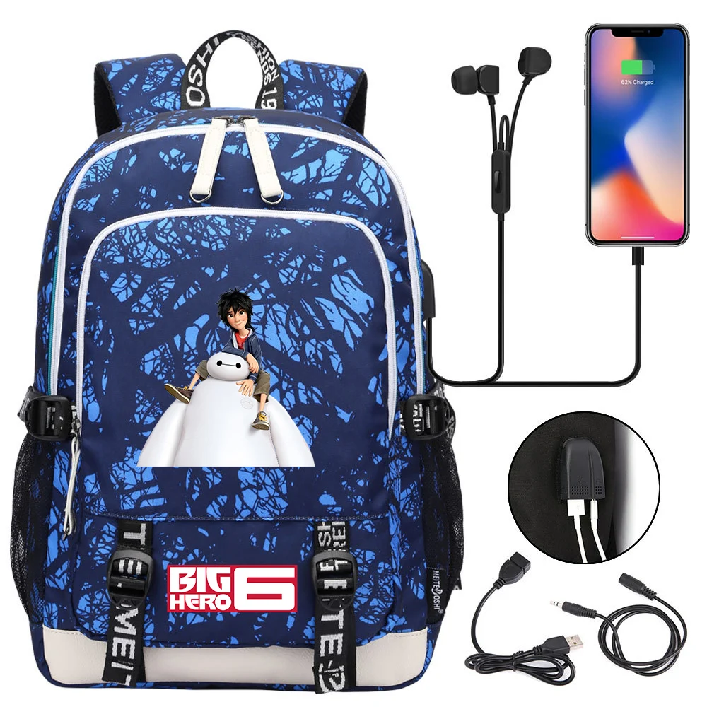 Disney Big Hero 6 Baymax Zaini Adolescente Usb Ricarica Laptop Zaino Donna Uomo Zaino Mochila Borsa Da Viaggio
