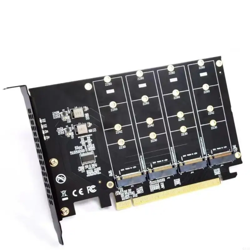 4 Port PCIe X16 Controller Internal Expansion Card PCIE to M.2 NVME Adapter Q81E