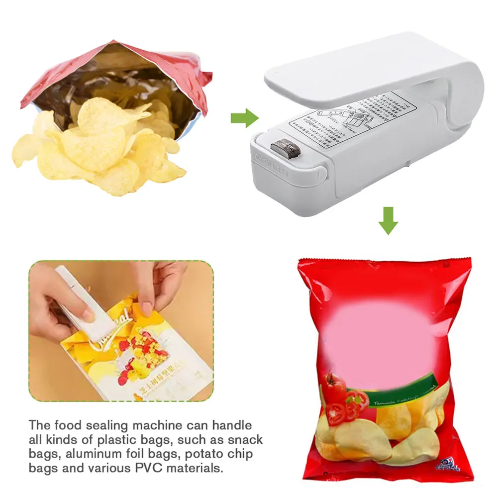 Mini Snacks Sealer Handheld Food Bag Sealer Hand Press Preservation Bags Sealer 2-speed Adjustable Moisture-proof Home Supplies 2
