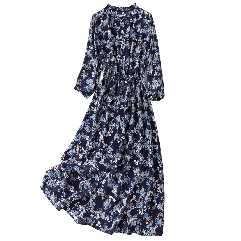 公式日本通販 女性用ロングドレス フランスのファッション ロマンチックなプリント 休暇用シルク 1ピース 夏 22 オンラインストア早割 Academy Nobaworld Com