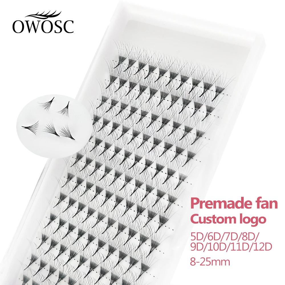 OWOSC 5D-12d Soft Natural Mink Eyelashes 12row Handmade Premade Volume Fans Eyelash Extension Maquillage Femme False Lashes