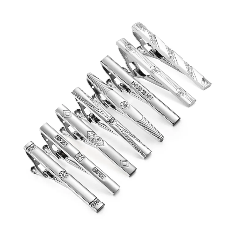 8 PCS Short Tie Clips Set With Gift Box Men's Tie Clip Tie