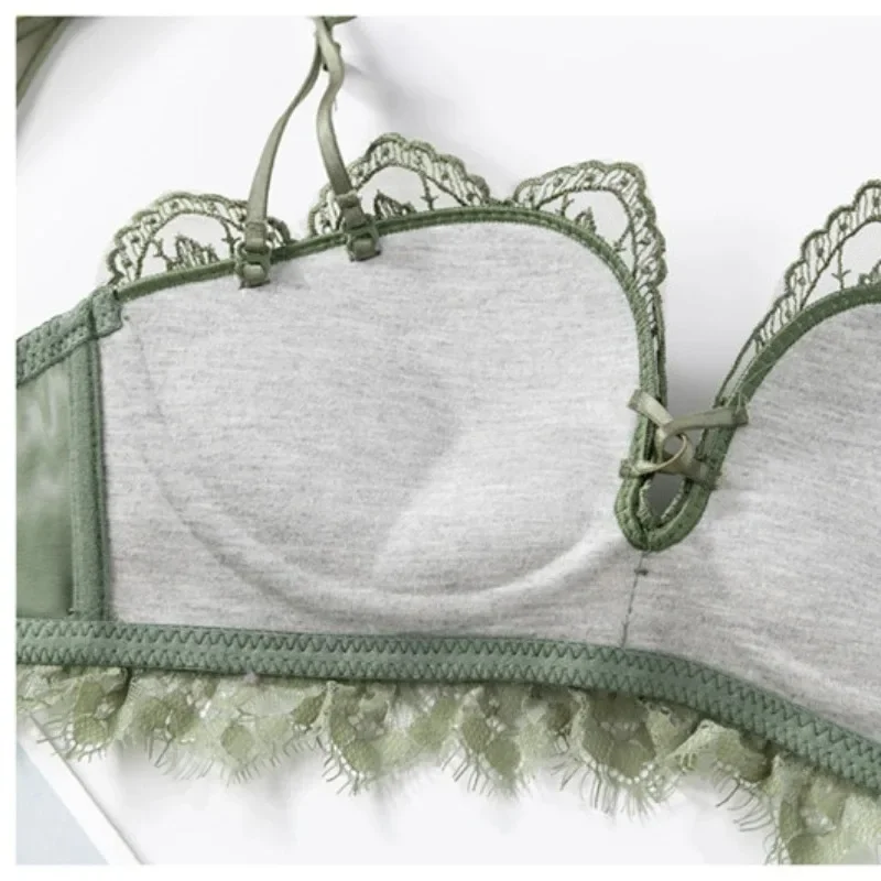 Lace Floral Embroidery Sexy Bra Comfortable Adjustable Women Underwear 3/4 Cup Wireless Girl Brassiere Bralette 6