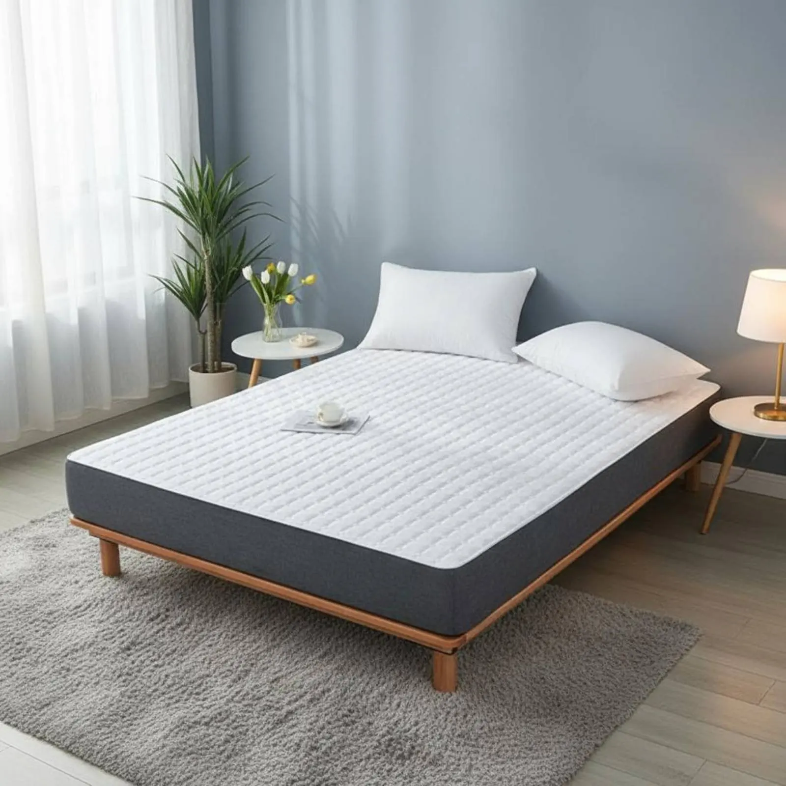 퀼트 매트리스 보호대 방습 퀼트 매트리스 패드 패딩 침대 토퍼 접이식 소프트 침대 커버 보풀 방지