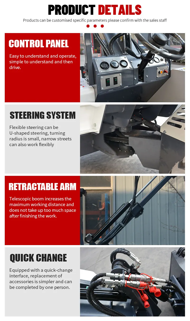 Kostenloser Versand EPA CE 2,5 Tonnen 4WD Boom Mini Radlader Kompakte kleine Teleskoprad Diesel Frontlader Preis zu verkaufen – Detail 5