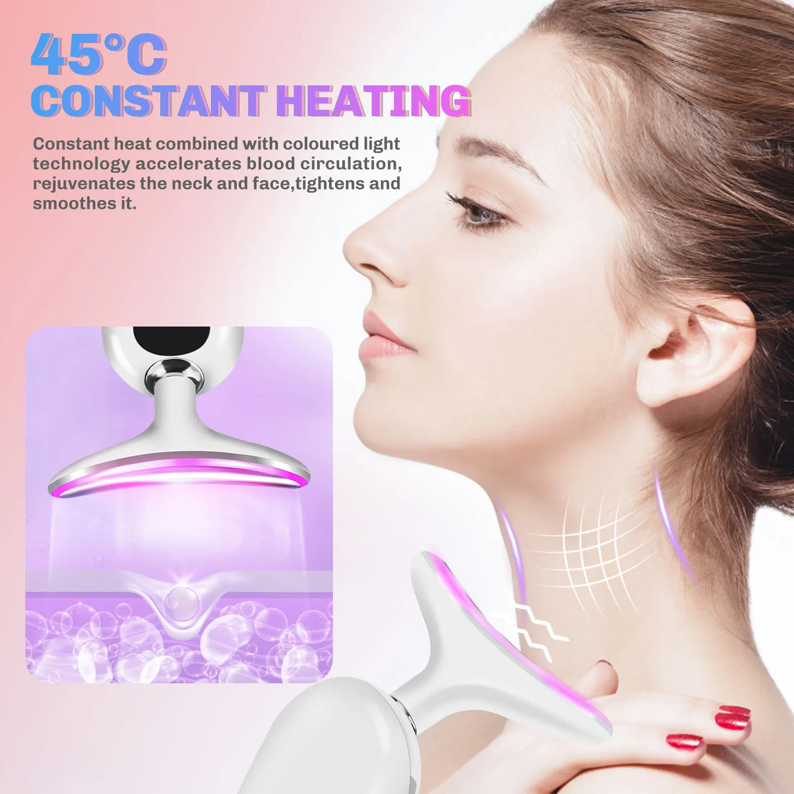 3 Color Neck Beauty Device EMS Face Lifting Massager Double Chin Remover LED Photon Anti Wrinkle Skin Tightening Facial Massager