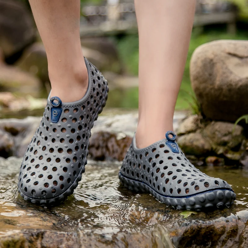 Large Size EVA Men Vacation Beach Sandals Travel Leisure  Slippers Outdoor Wading Shoes Light Aqua Shoes 39-45# 4