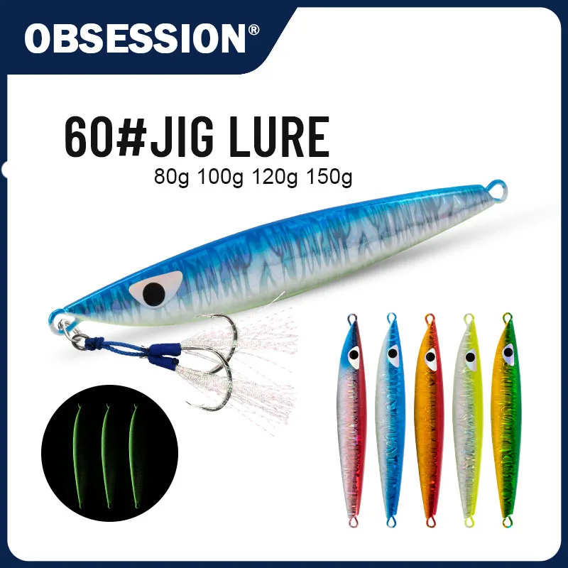 OBSESSION Jigs 80g 100g 120g 150g Deep Sea Metal Jig Fishing Jigbait Spoon  Baits Jig Lure Pencil Fast Sinking Fishing Tackle