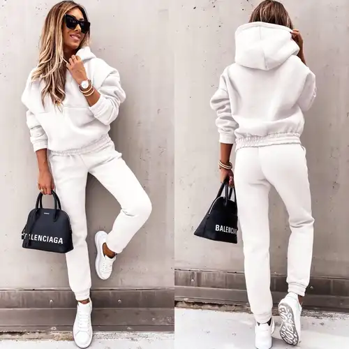 Women Two Piece Set Tracksuit Solid Color Suit 2025 Autumn Trouser Suits Female Sweatshirt Sports Hoodie Sportswear Pants Sets - Image 13