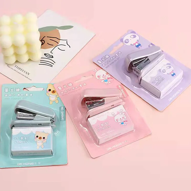 1pcs Mini Stapler Set Staples Paper Binder Stationery Office Binding Tools School Supplies Kawaii Stationery mini stapler set