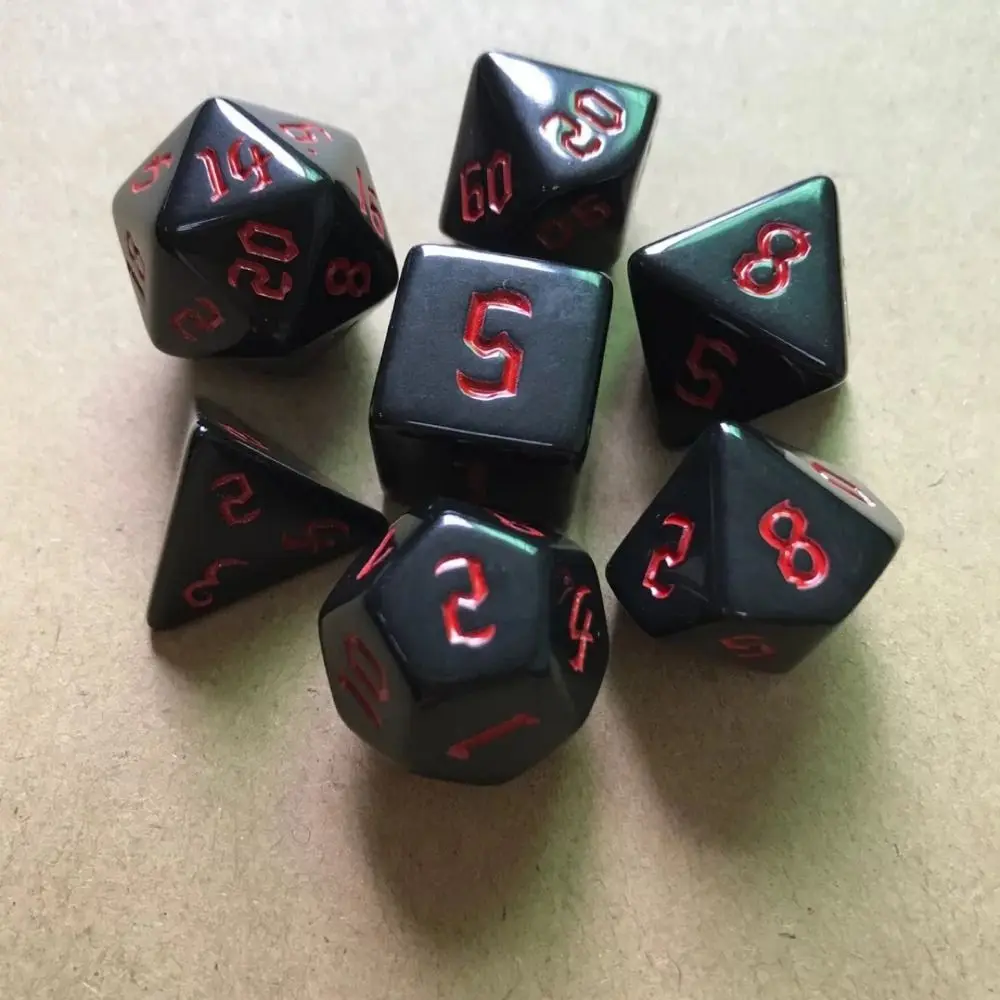 7Pcs/Set Multifaceted Digital Dice Set Acrylic Table Game Opaque Polyhedral Dices for DND Dice Tabletop Role-Playing Game