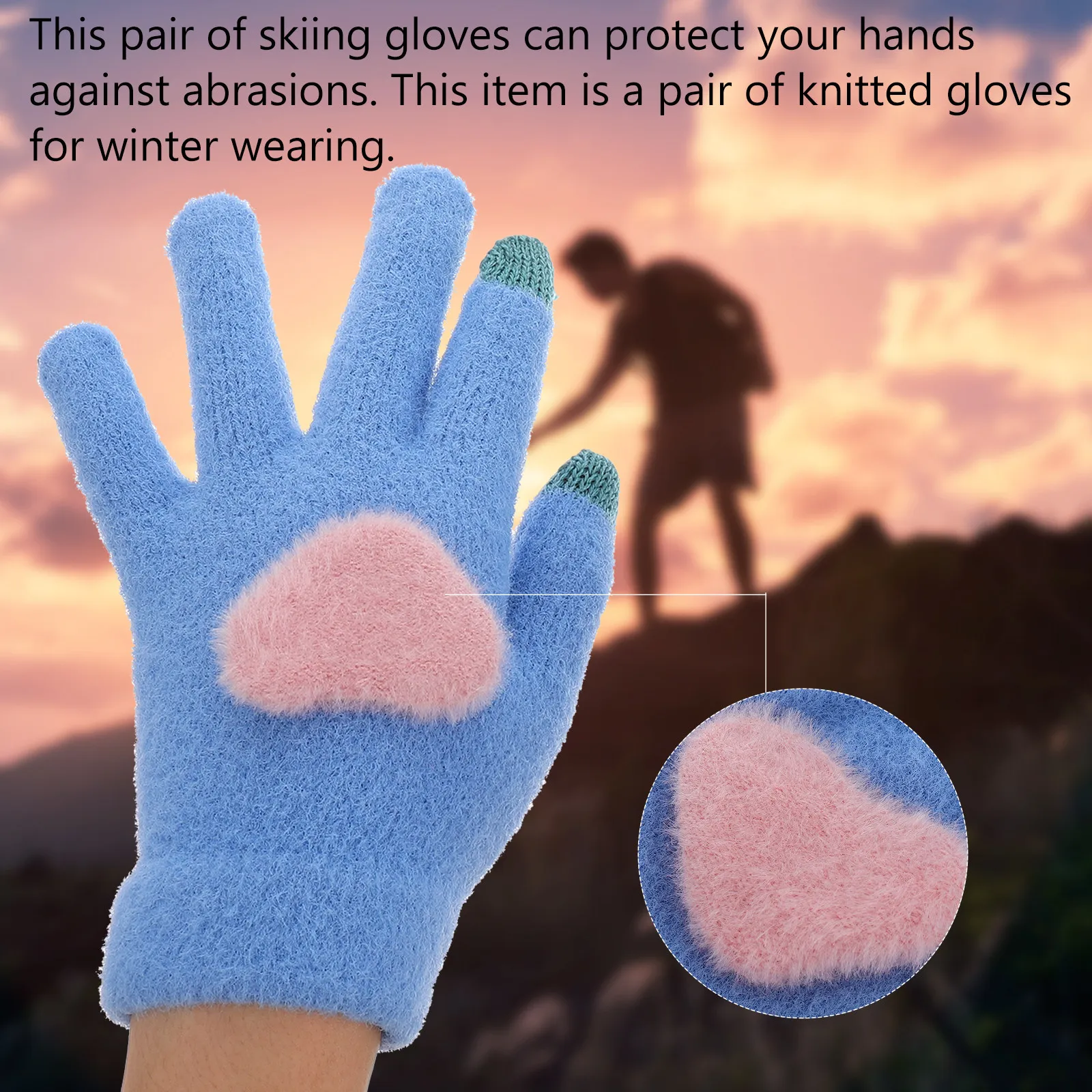 1 쌍 하트 패턴 니트 겨울 장갑 남성 여성 유니섹스 터치 스크린 호환 따뜻한 두꺼운 안감 전체 손가락 야외용