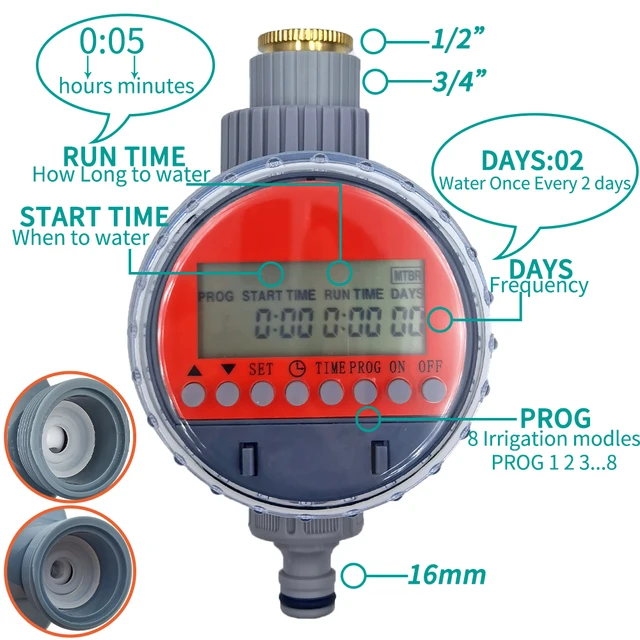 Oasis Ball Valve Irrigation Timer Automatic LCD Watering Electronic Water Tank Controller Irrigator for Home Garden Greenhouse 2