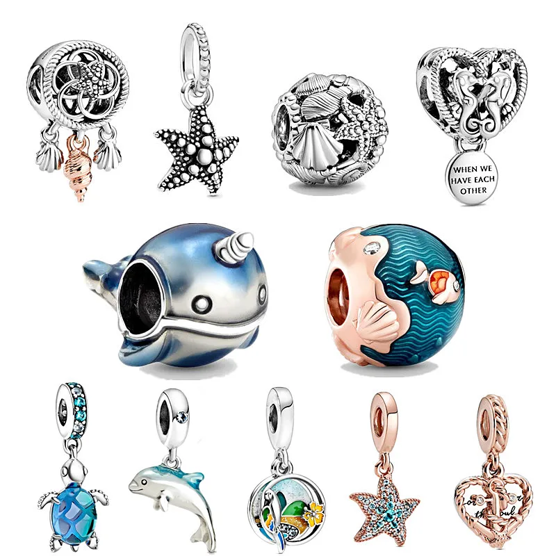 

Summer Silver 925 Ocean Series Turtles Charms Starfish Shells Beads Pendant Fit Original Pandora DIY Bracelet Jewelry Gift 2024