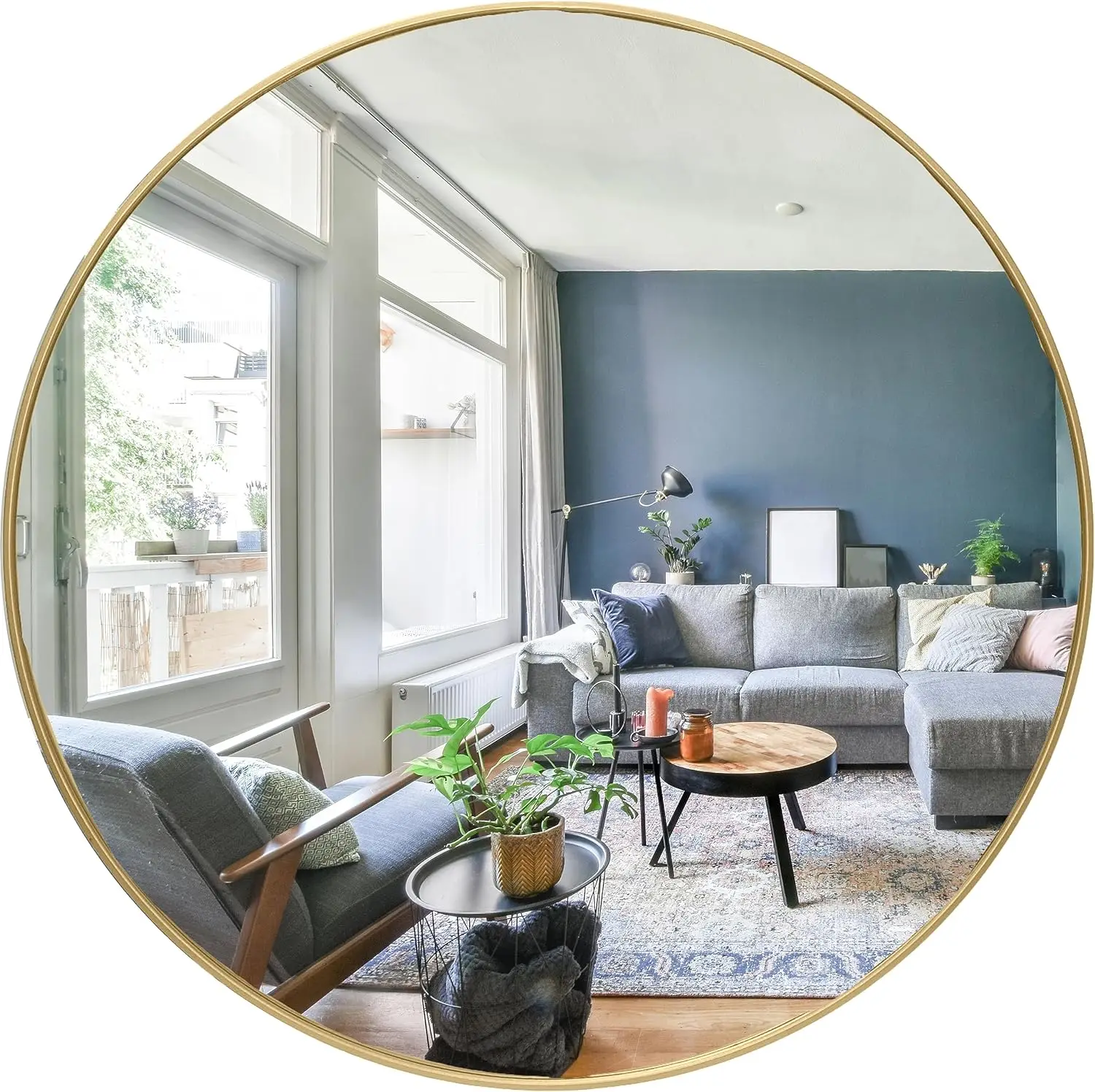 

Gold Circle Wall Mirror 30 Inch Round Wall Mirror for Entryways, Washrooms, Living Rooms and More (Gold, 30")