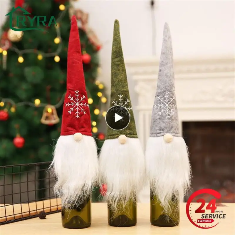 

Креативный Рождественский набор винных бутылок, плюшевый рукав для винных бутылок, рукав для шампанского, сумка для вина, украшение для стола на Рождество и новый год