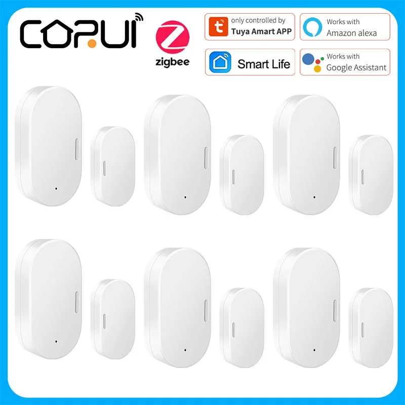 

CoRui Tuya Zigbee 3.0 Smart Door Sensor Magnetic Window Detector Open Smart Security Alarms Work With SmartLife Alexa Google