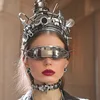 Designer personality DIY punk neutral one-piece lenses personality trend metal rivets party glasses sunglasses