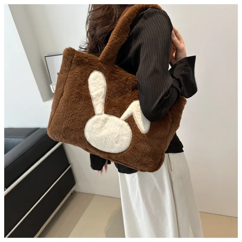 Plush Shoulder Bag Women's Handheld Tote Luxury Brand Shoulder Bag Large Capacity Plush Winter New Fashion Female Shoulder Bag