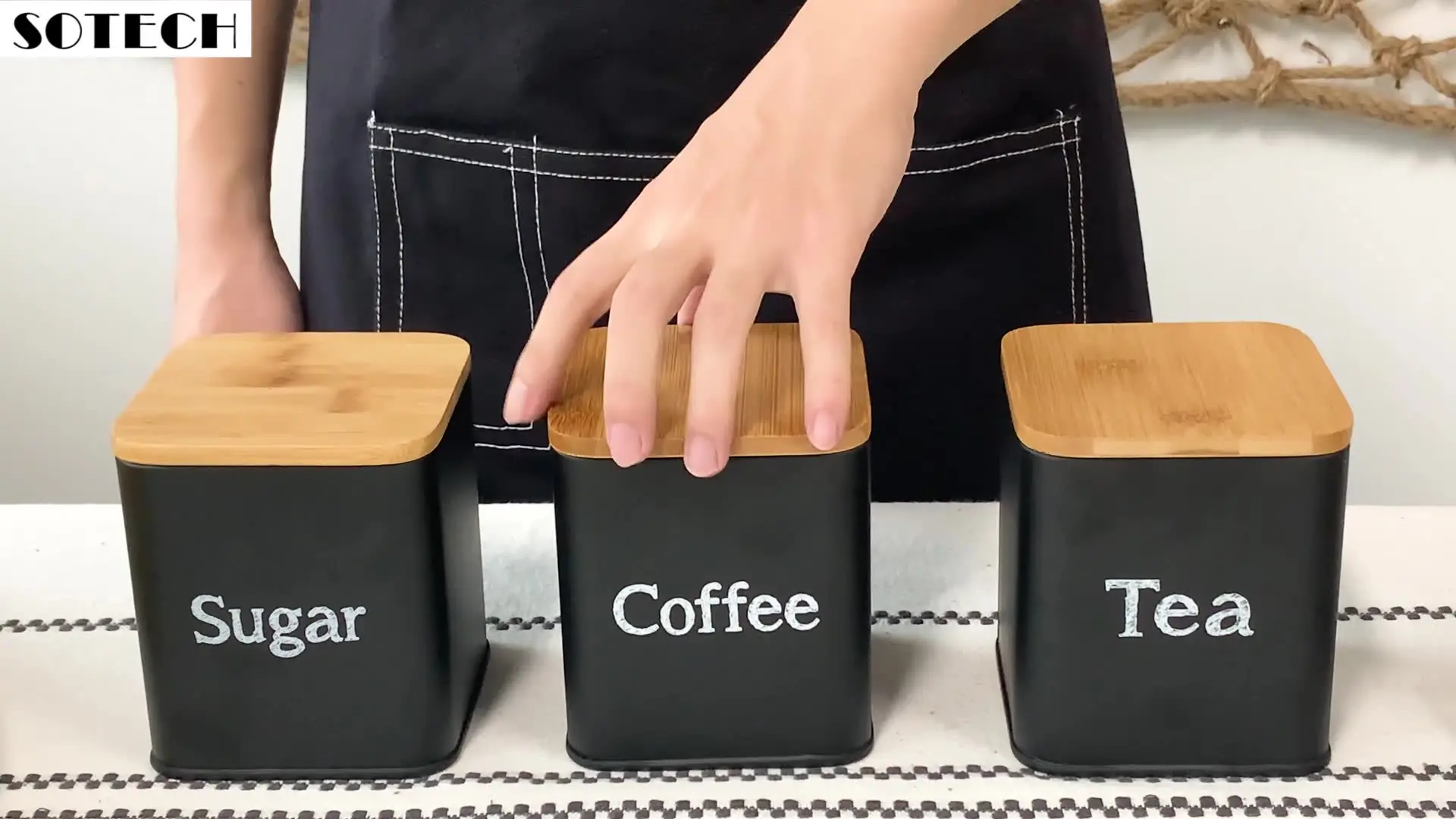 3x Tarros De Almacenamiento Macetas Lata Azúcar Negro Gloria Latas De Almacenamiento De Azucar De Cafe